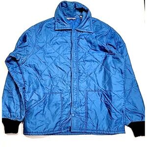 Vintage Big Smith Quilted Blue Distressed Long-Sleeve Jacket Men 2XL Made in USA